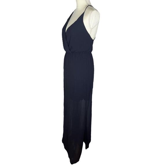 Rory Beca Chase Maxi Dress Almost Black Side Slit V-Neck Strappy Size Small NEW - Picture 5 of 9